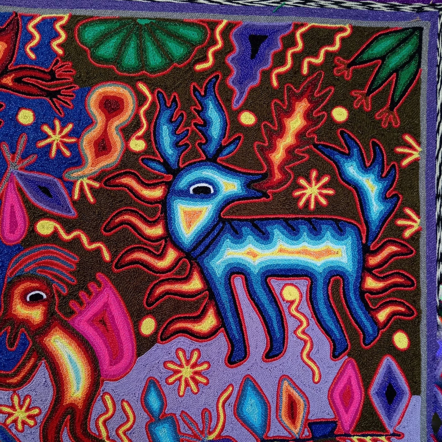 Mexican Folk Art Huichol Yarn Painting by Cooperativa Zitacua PP8339