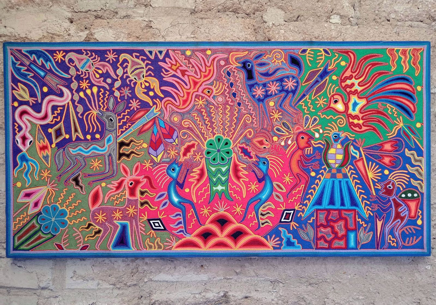 Mexican Folk Art Huichol Yarn Painting by Cooperativa Zitacua PP8341