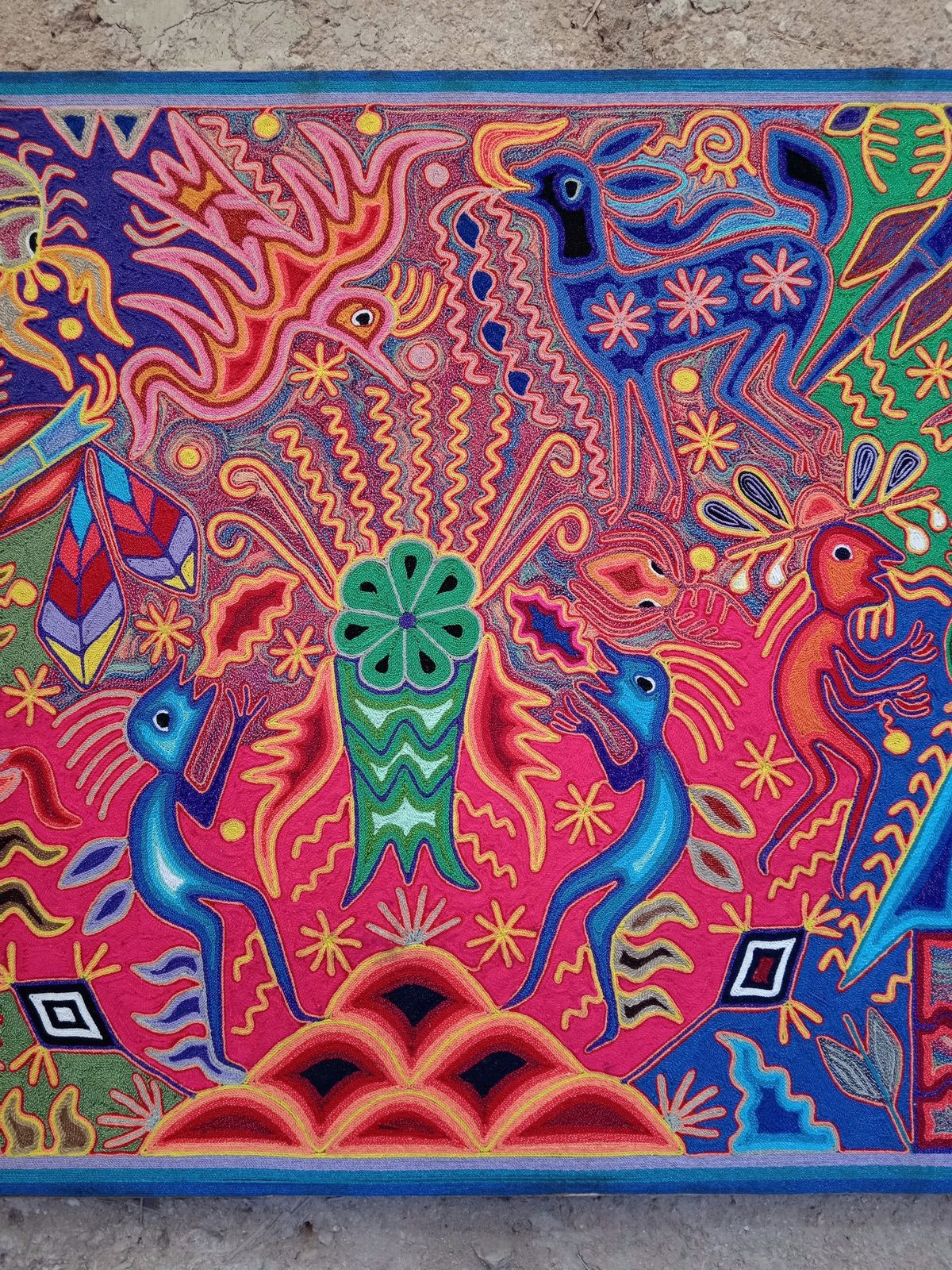 Mexican Folk Art Huichol Yarn Painting by Cooperativa Zitacua PP8341