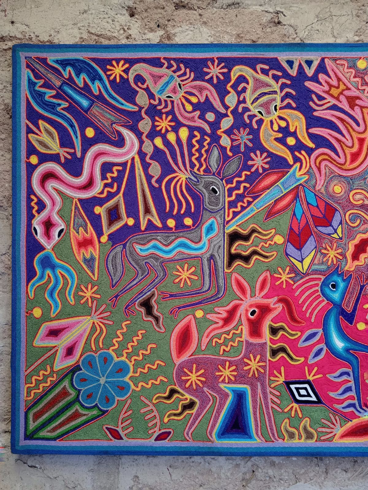 Mexican Folk Art Huichol Yarn Painting by Cooperativa Zitacua PP8341