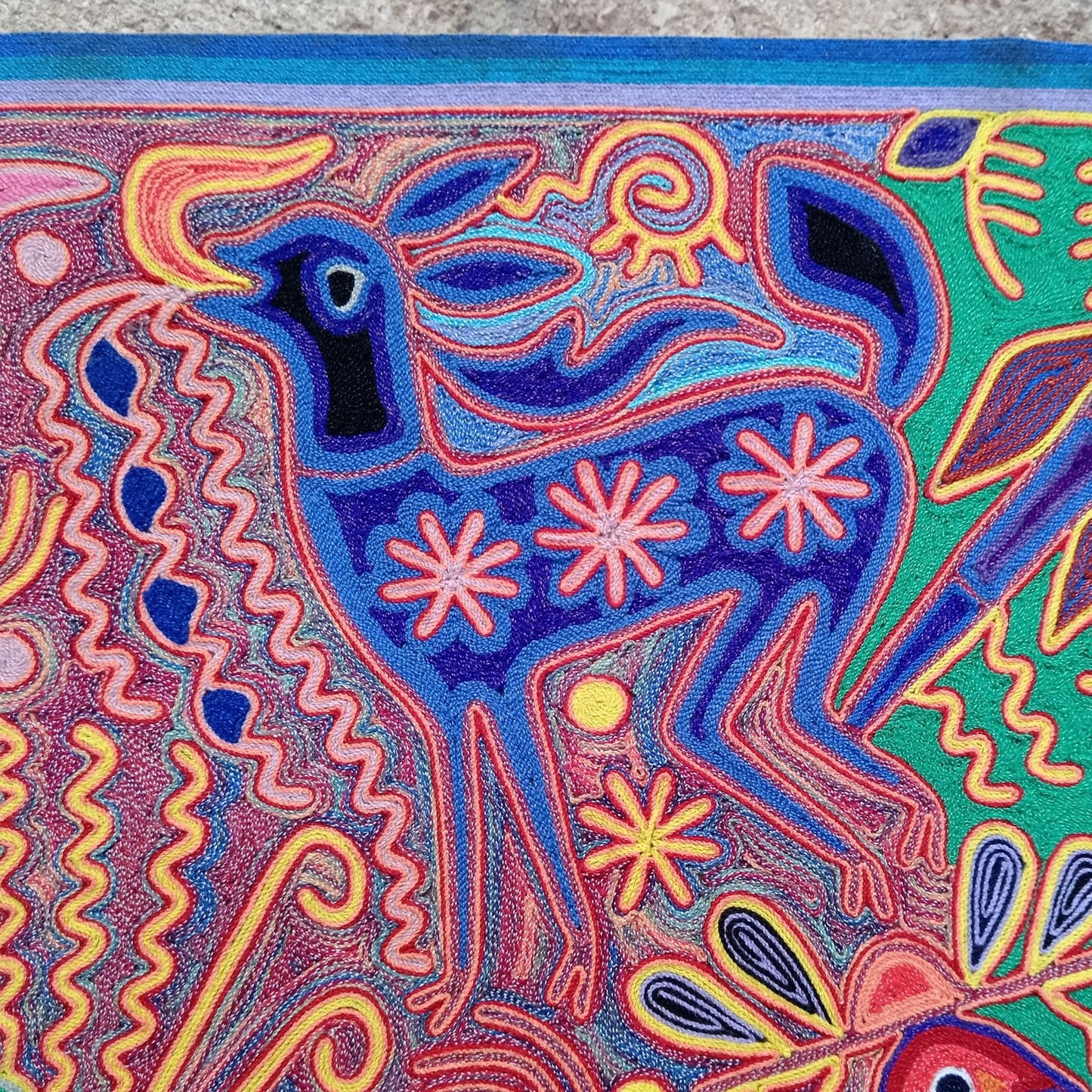 Mexican Folk Art Huichol Yarn Painting by Cooperativa Zitacua PP8341