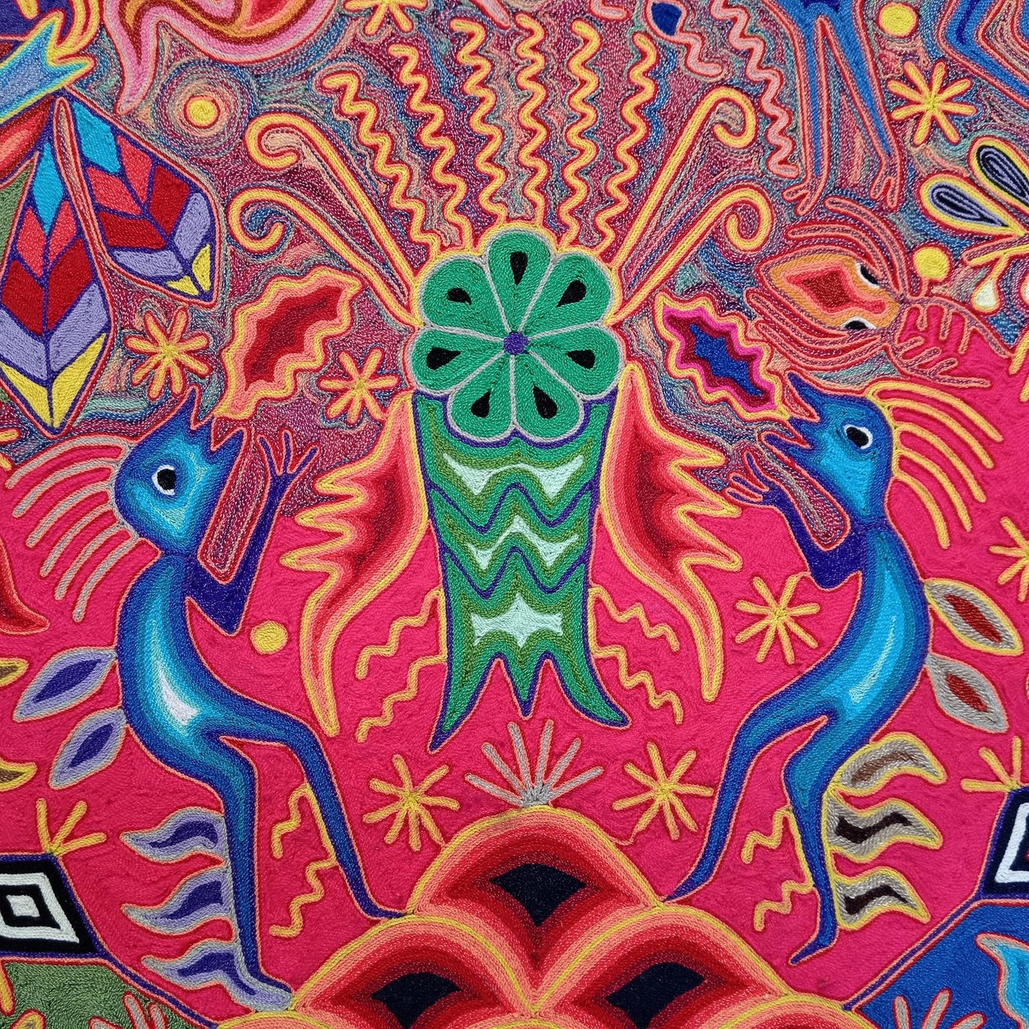 Mexican Folk Art Huichol Yarn Painting by Cooperativa Zitacua PP8341