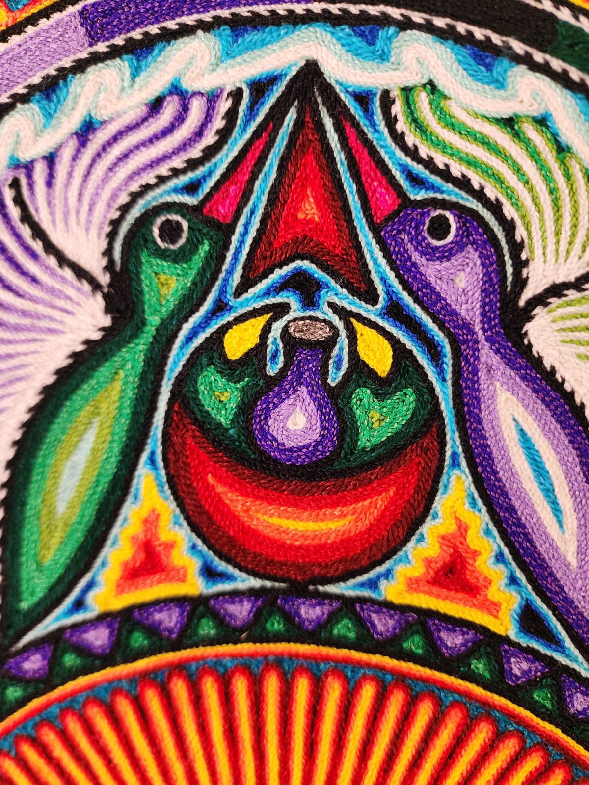 Tepehuano Yarn Painting Mexican Folk Art By Bautista Family PP8385