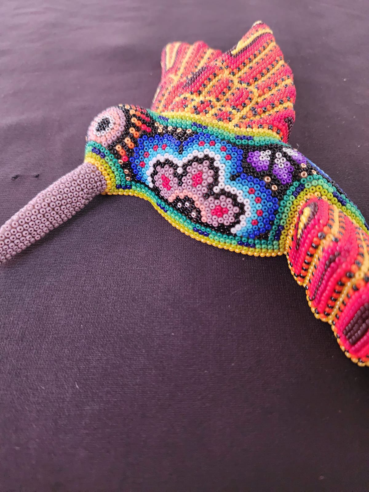 Mexican Huichol Hand Beaded Hummingbird By Isandro Villa Lopez PP8389