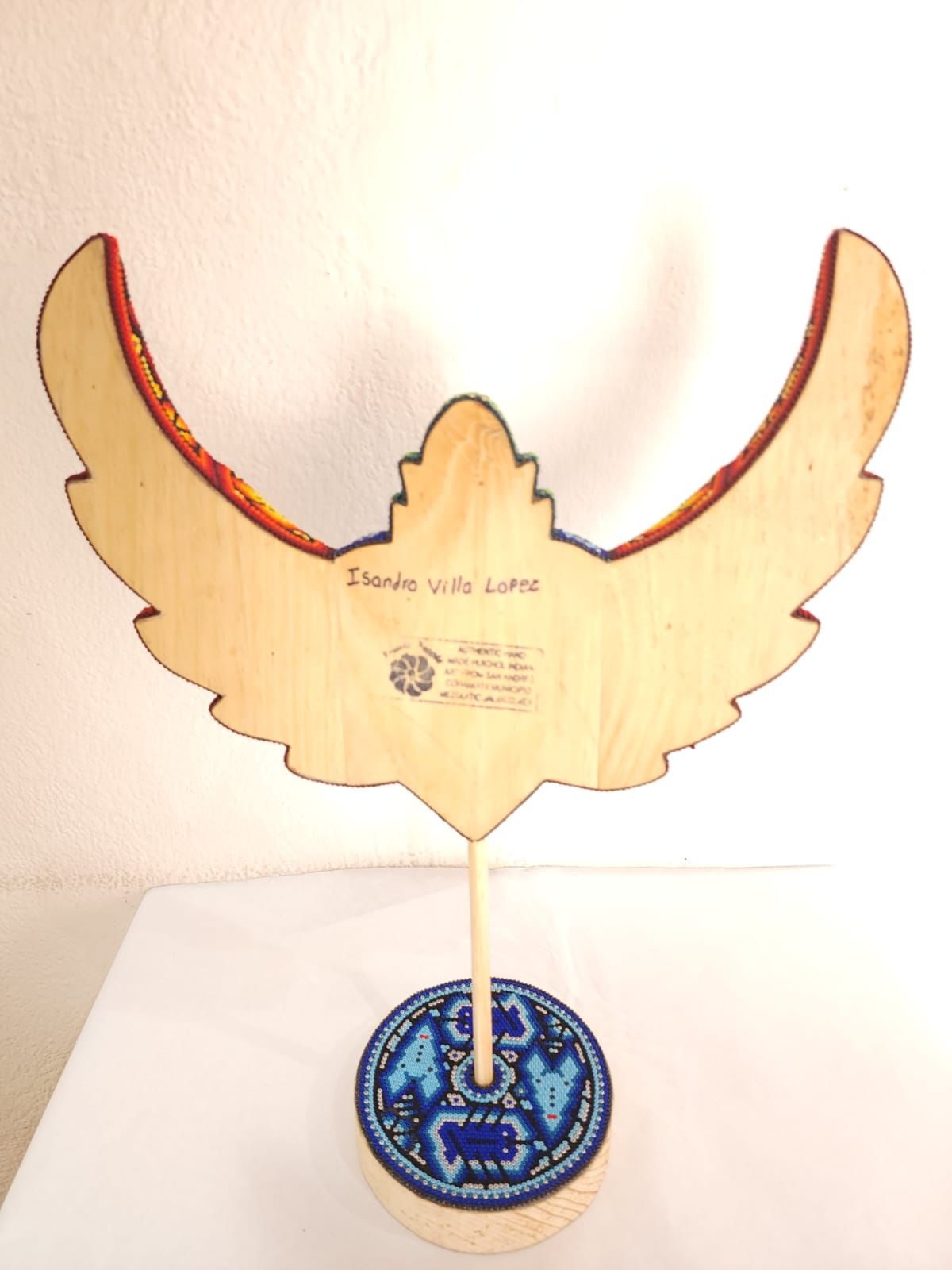 Mexican Huichol Hand Beaded Heart with Base By Isandro Villa Lopez PP8404