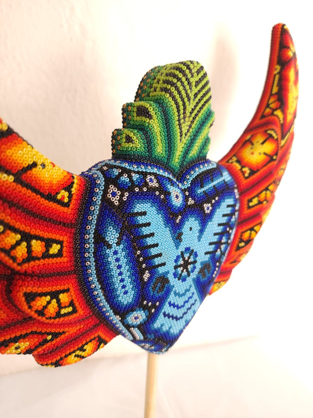 Mexican Huichol Hand Beaded Heart with Base By Isandro Villa Lopez PP8404