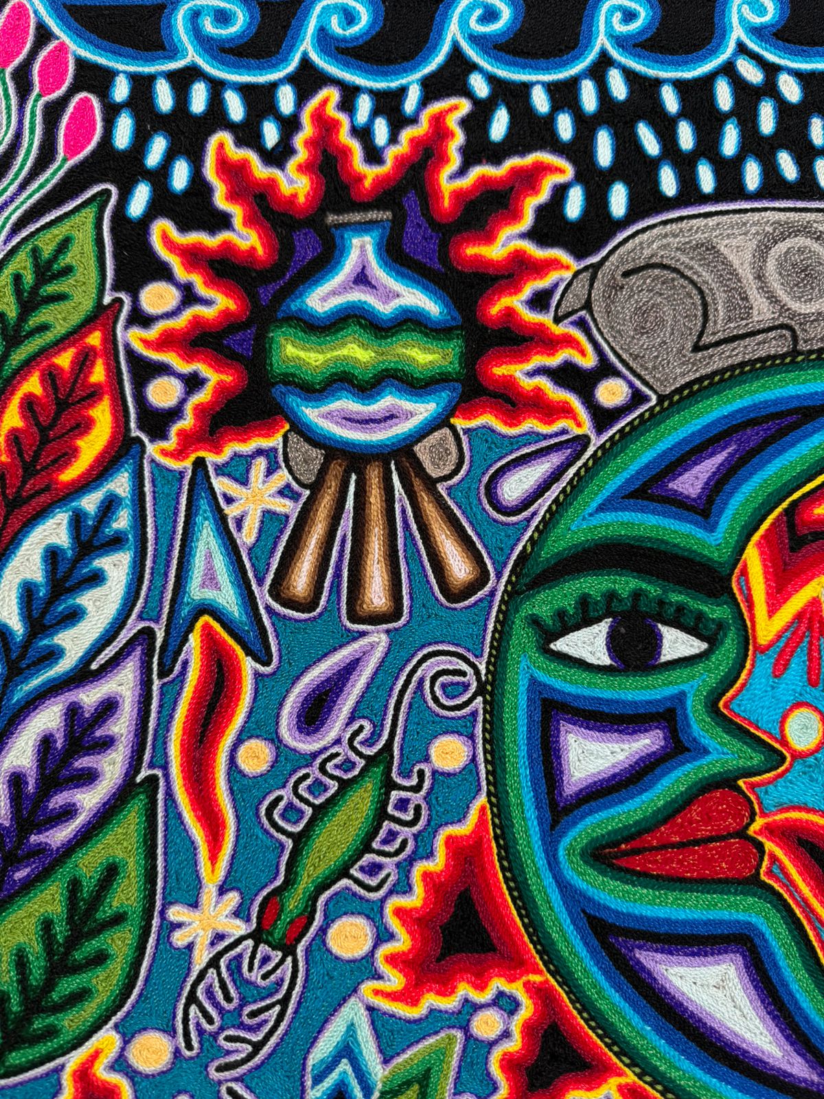 Tepehuano Yarn Painting Mexican Folk Art By Bautista Family PP8408 Oaxaca