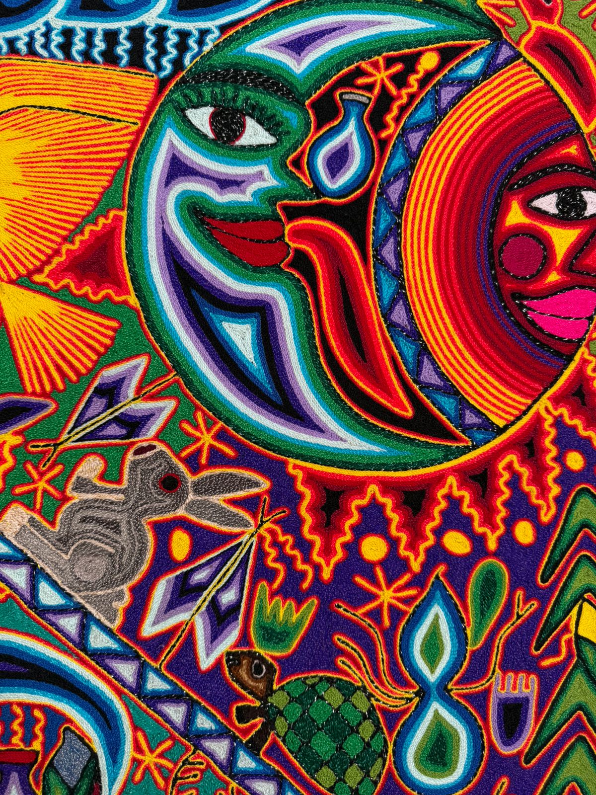 Tepehuano Yarn Painting Mexican Folk Art By Bautista Family PP8409 Oaxaca