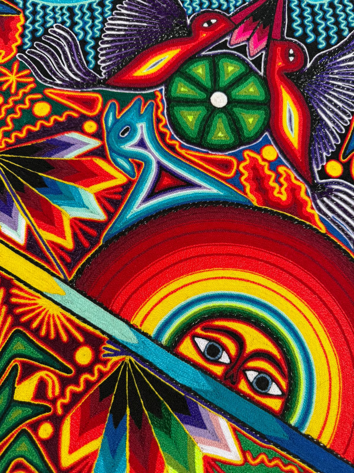 Tepehuano Yarn Painting Mexican Folk Art By Bautista Family PP8410 Oaxaca