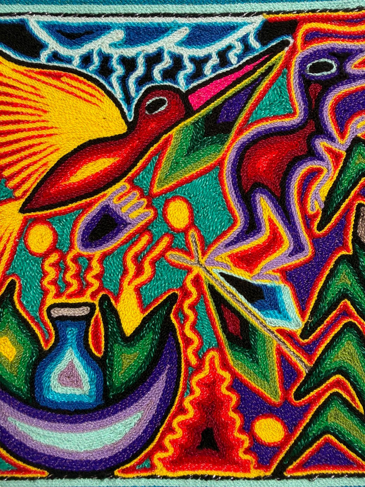 Tepehuano Yarn Painting Mexican Folk Art By Bautista Family PP8414