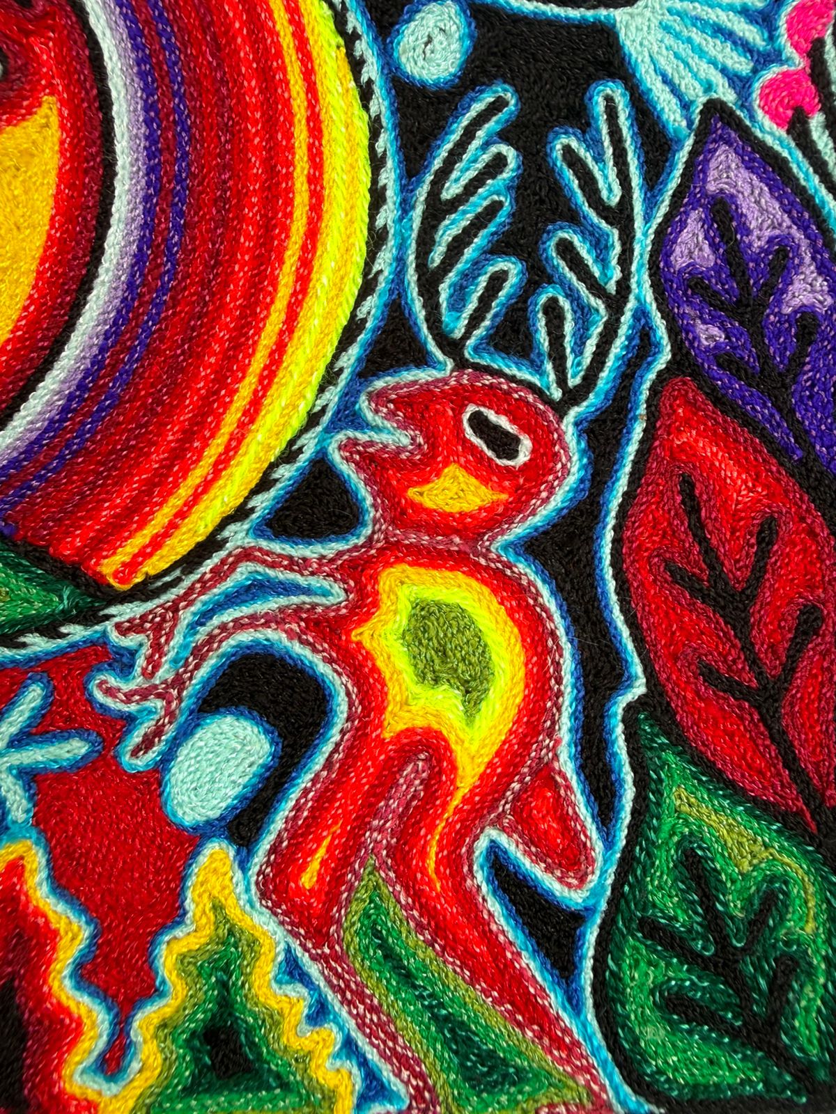 Tepehuano Yarn Painting Mexican Folk Art By Bautista Family PP8416