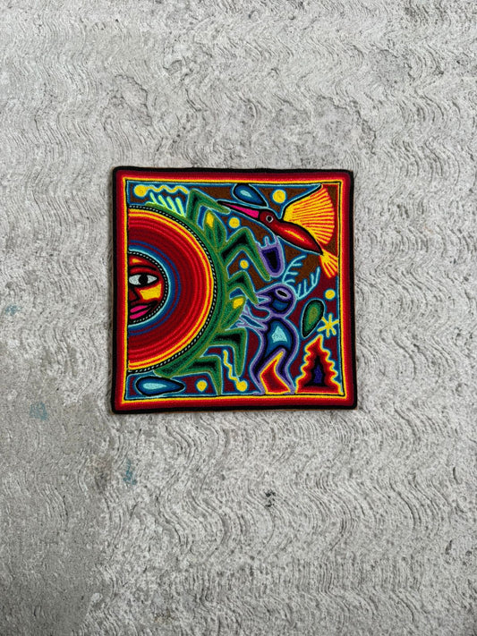 Tepehuano Yarn Painting Mexican Folk Art By Bautista Family PP8420