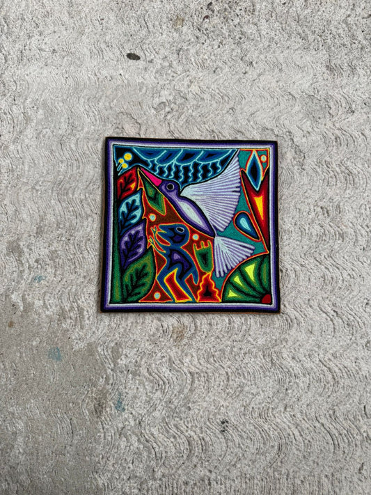Tepehuano Yarn Painting Mexican Folk Art By Bautista Family PP8422