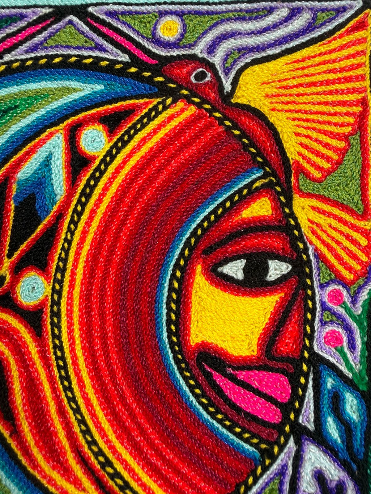 Tepehuano Yarn Painting Mexican Folk Art By Bautista Family PP8423
