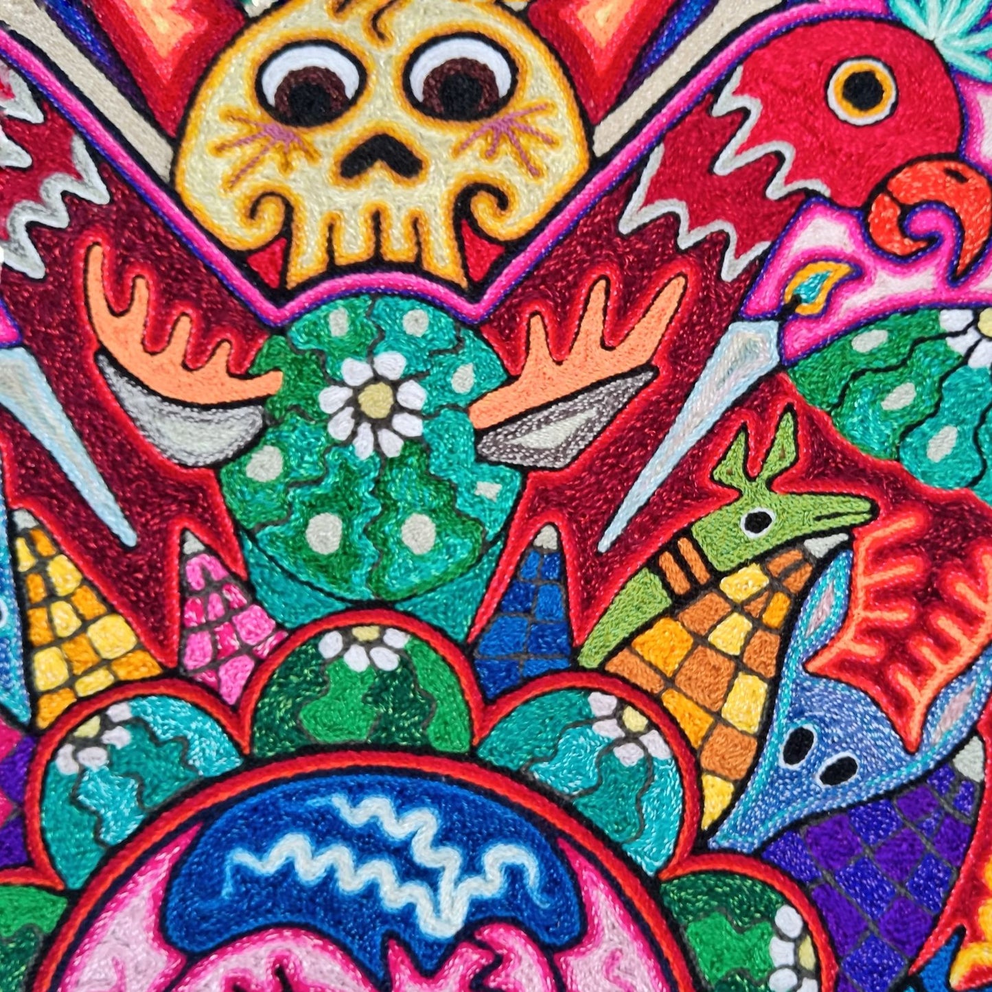 Huichol Indian Yarn Painting By Luis Castro PP8429