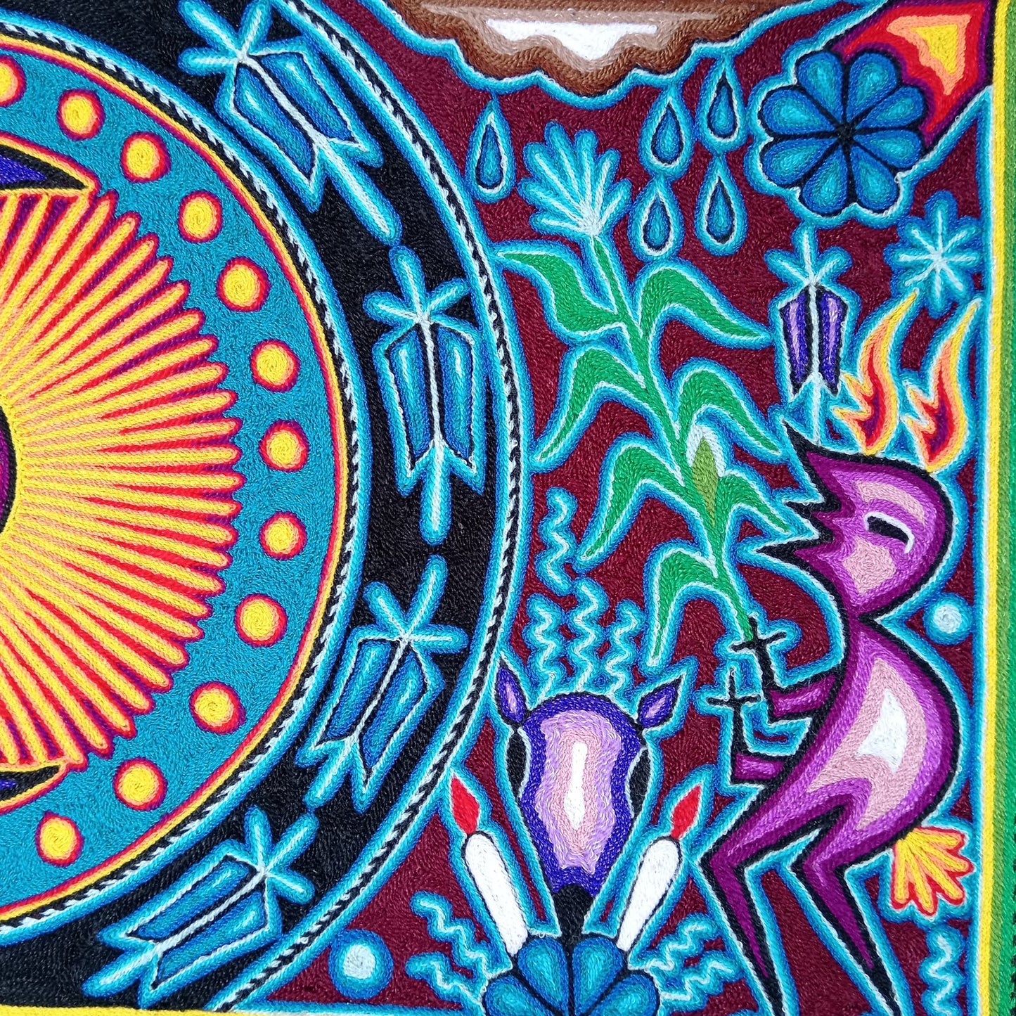 Mexican Folk Art Huichol Yarn Painting by Cooperativa Zitacua PP8430