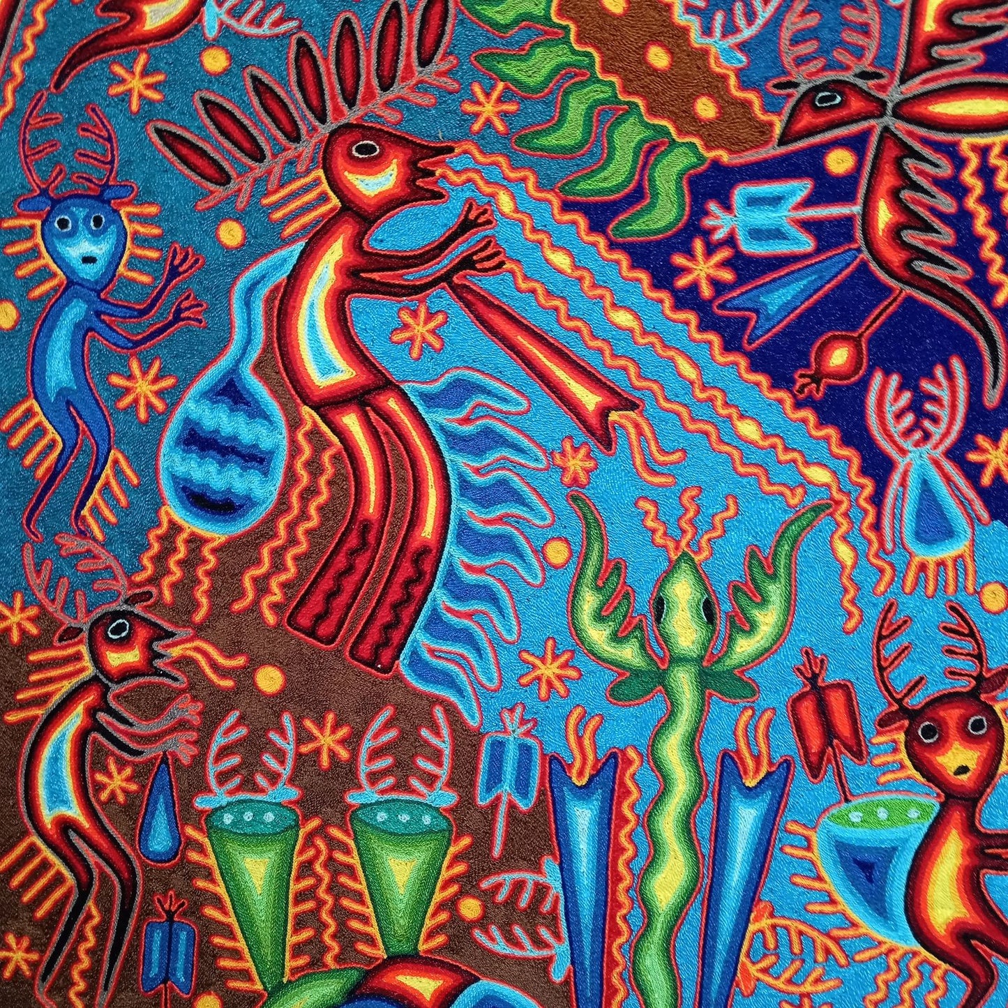 Mexican Folk Art Huichol Yarn Painting by Cooperativa Zitacua PP8436
