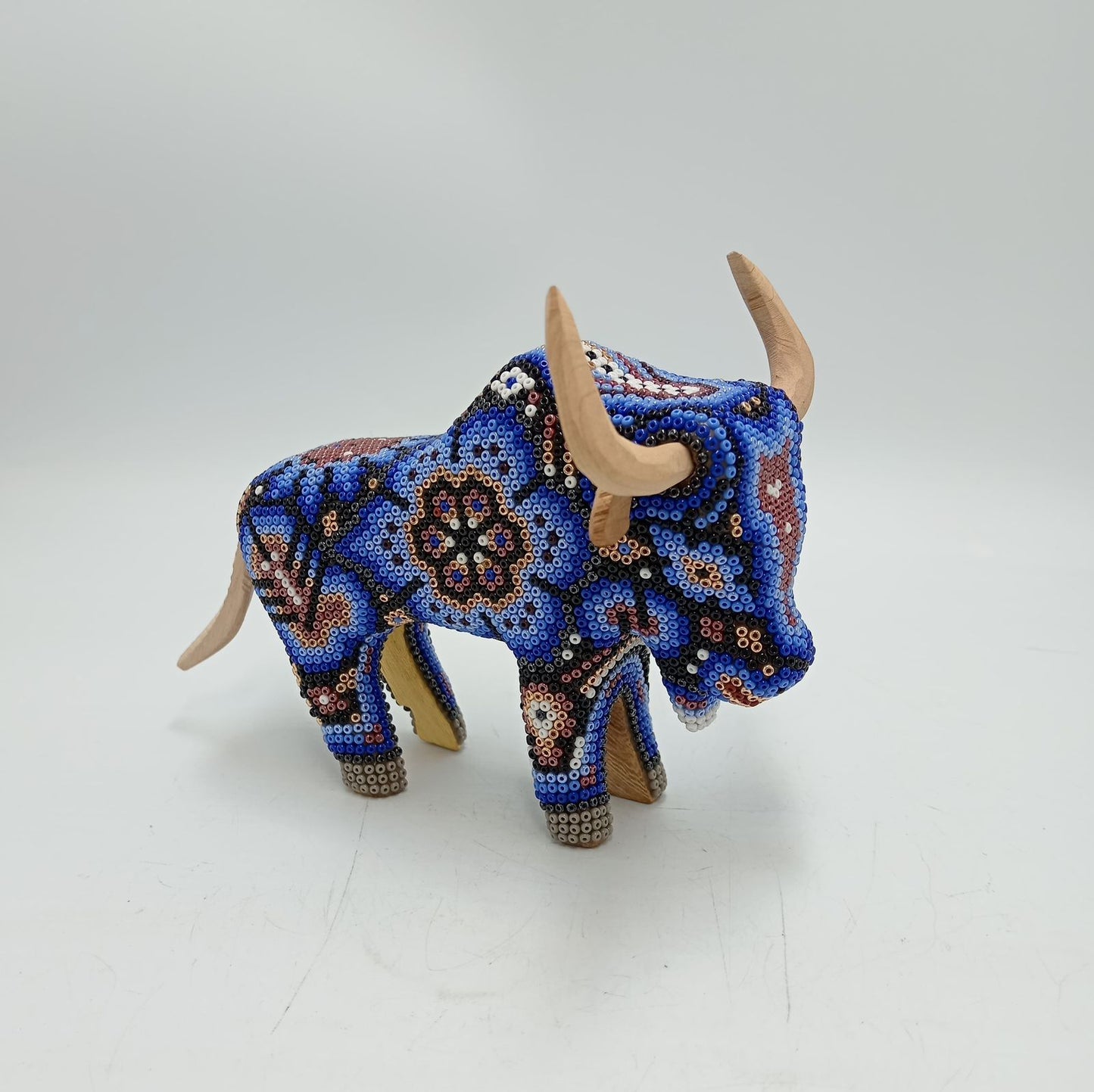 Mexican Huichol Hand Beaded Buffalo By Isandro Villa Lopez PP8447