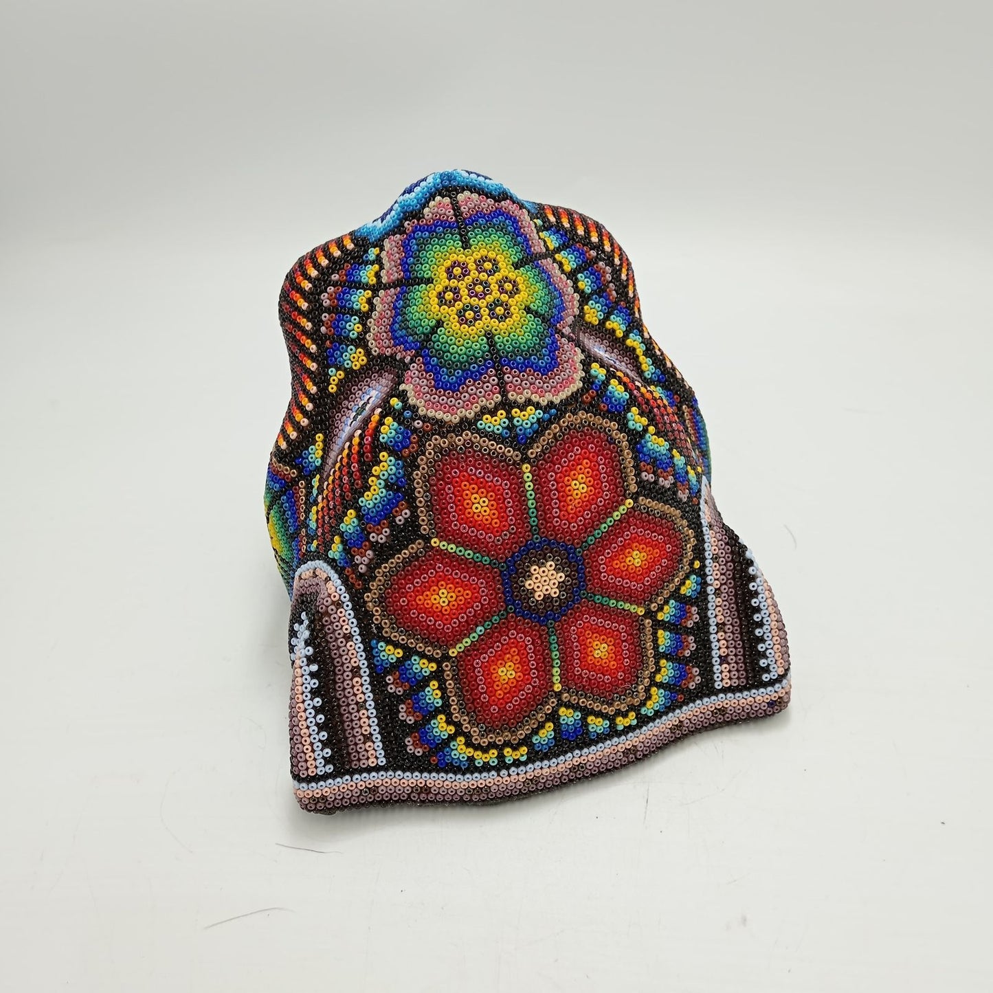 Mexican Huichol Hand Beaded Jaguar Head By Octaviano Villa Lopez PP8463