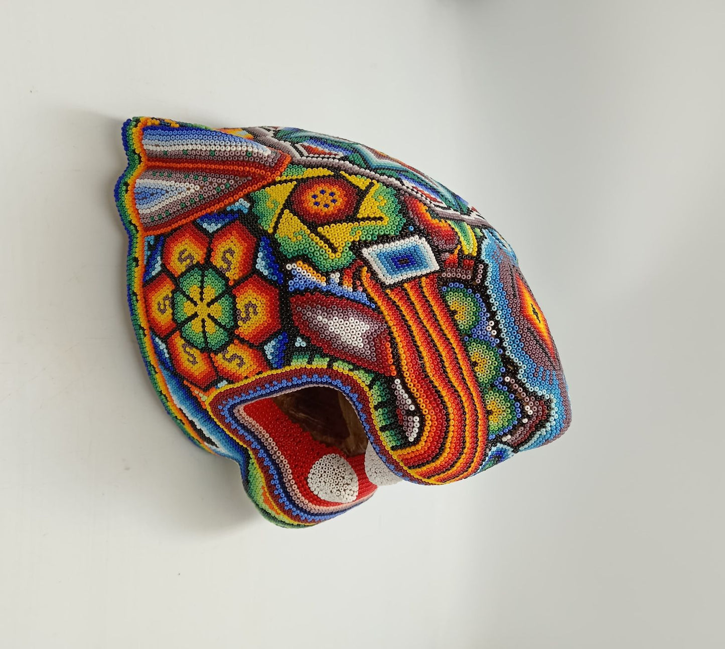 Huichol Hand Beaded Jaguar Head Jesus Jimenez  PP8466