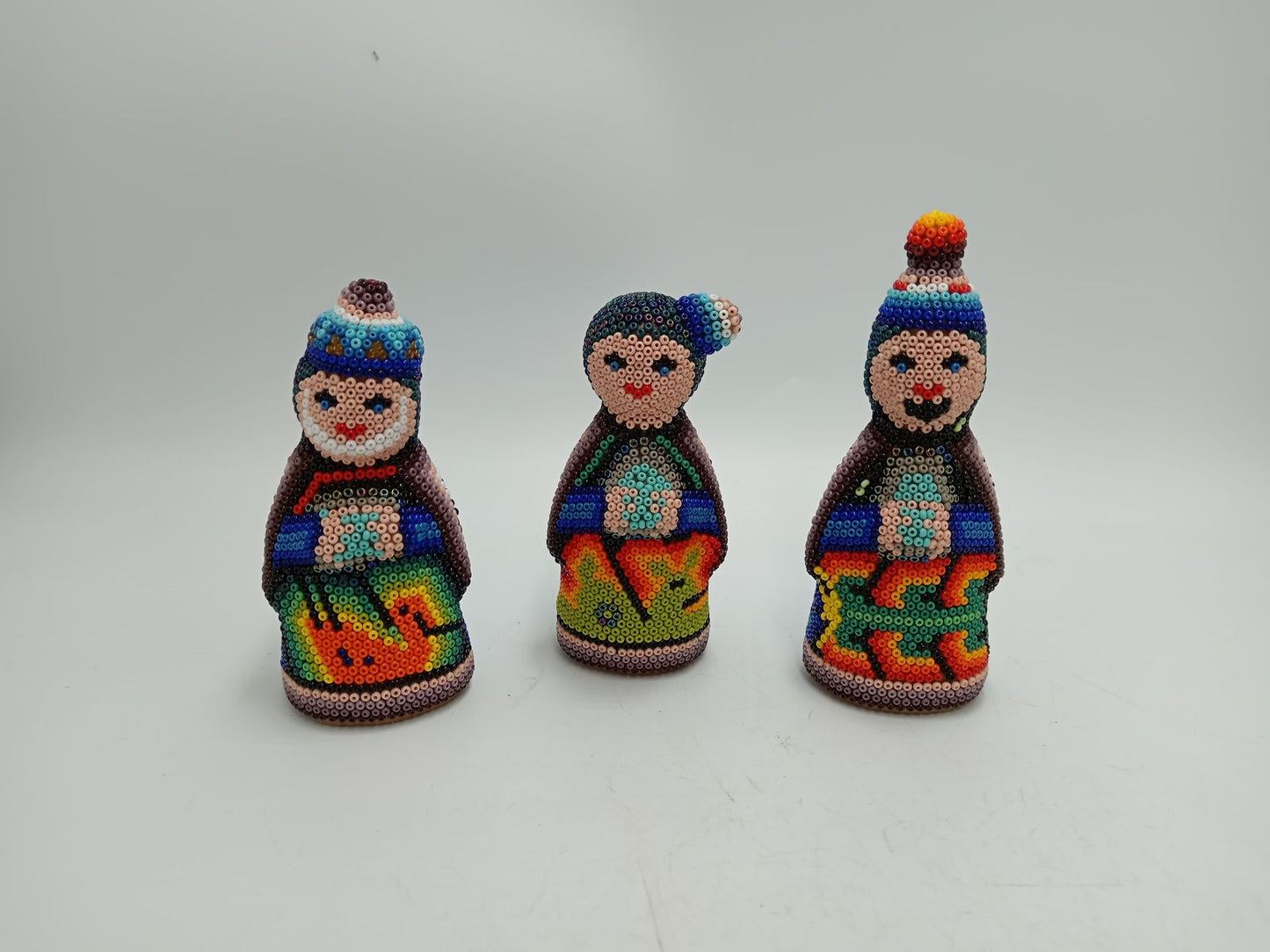 Hand Beaded Huichol Mexican Folk Art Nativity Set By Honorio Villa Lopez PP8482