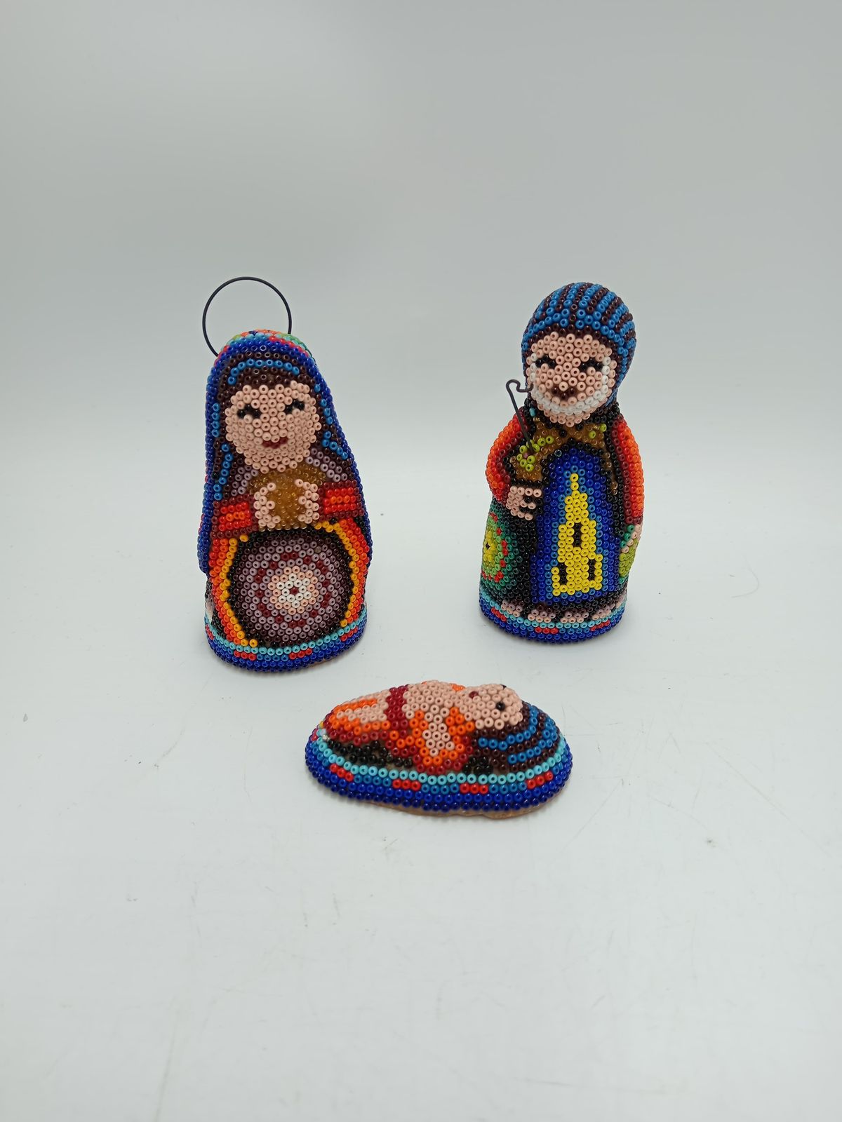 Hand Beaded Huichol Mexican Folk Art Nativity Set By Honorio Villa Lopez PP8483