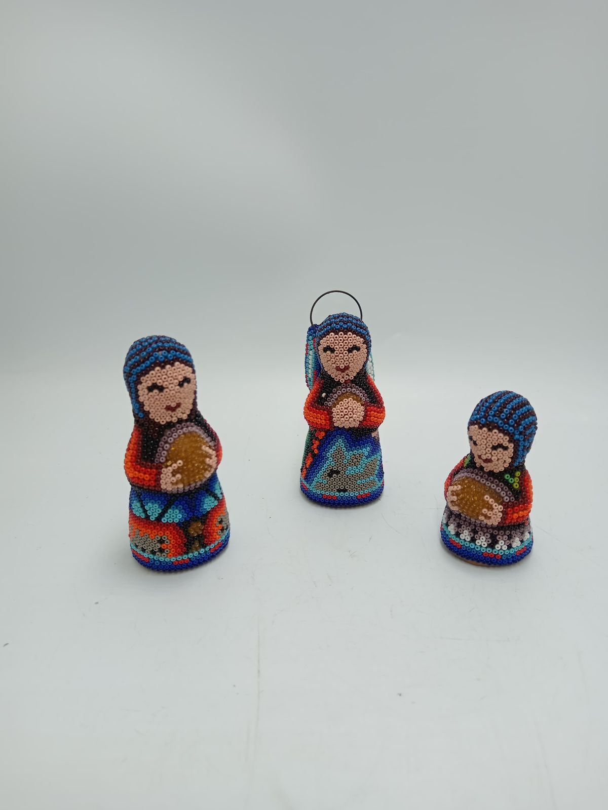 Hand Beaded Huichol Mexican Folk Art Nativity Set By Honorio Villa Lopez PP8483