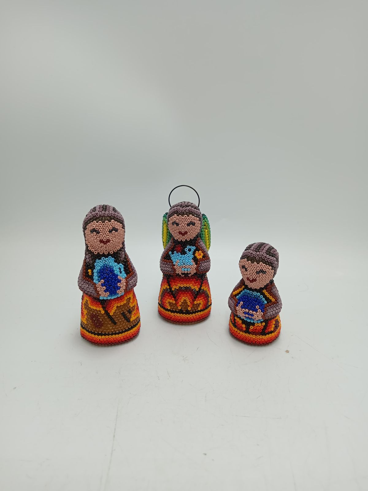 Hand Beaded Huichol Mexican Folk Art Nativity Set By Honorio Villa Lopez PP8484