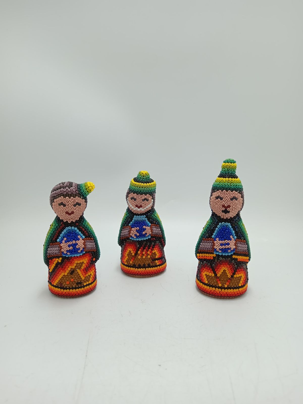 Hand Beaded Huichol Mexican Folk Art Nativity Set By Honorio Villa Lopez PP8484