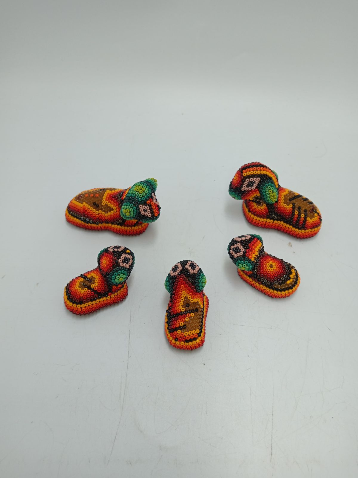 Hand Beaded Huichol Mexican Folk Art Nativity Set By Honorio Villa Lopez PP8484