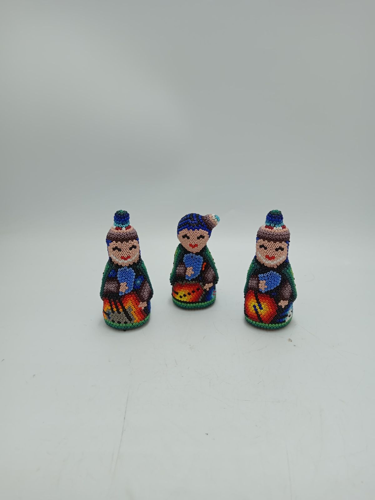 Hand Beaded Huichol Mexican Folk Art Nativity Set By Honorio Villa Lopez PP8485