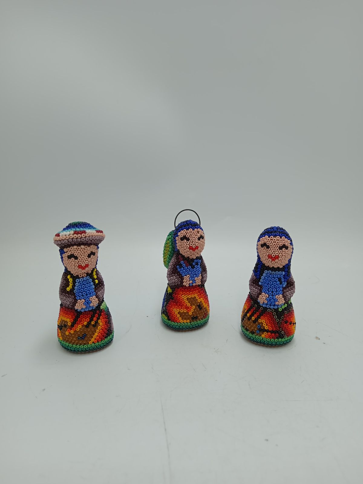 Hand Beaded Huichol Mexican Folk Art Nativity Set By Honorio Villa Lopez PP8485