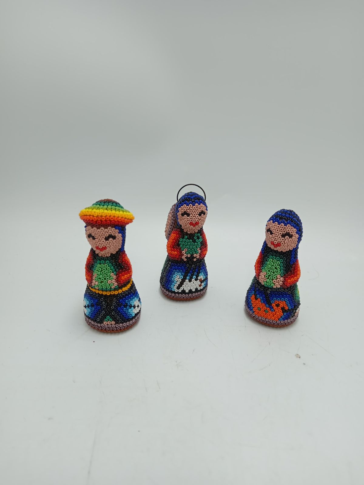 Hand Beaded Huichol Mexican Folk Art Nativity Set By Honorio Villa Lopez PP8486