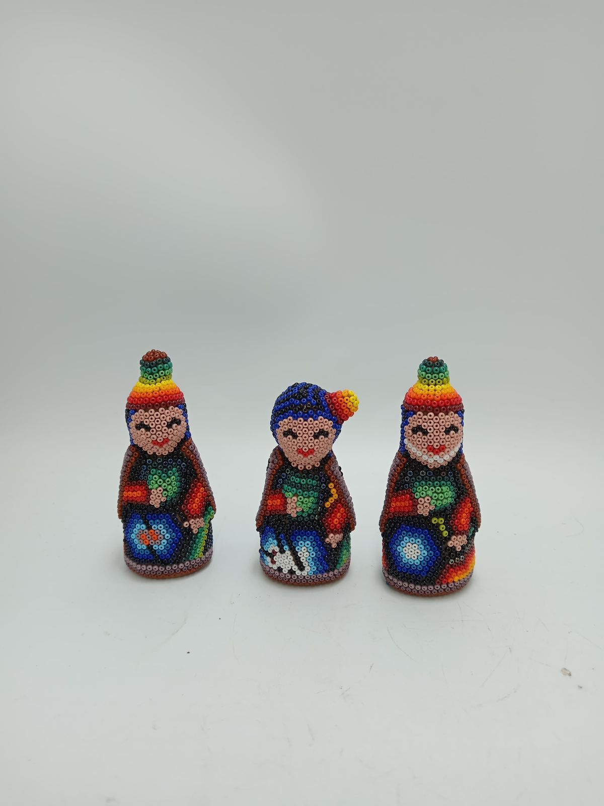 Hand Beaded Huichol Mexican Folk Art Nativity Set By Honorio Villa Lopez PP8486
