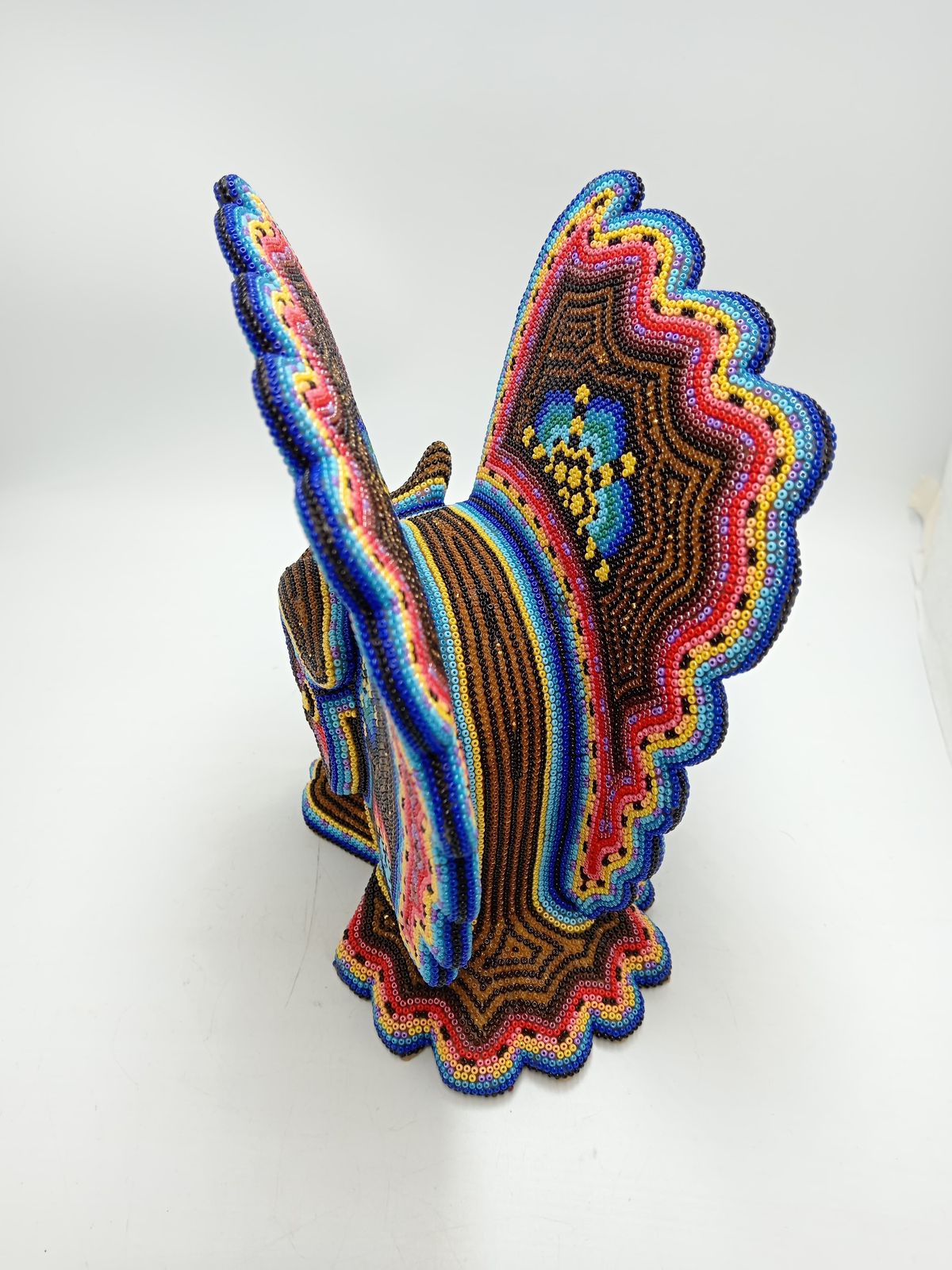 Huichol Hand Beaded Mexican Folk Art, Owl By Santos Bautista PP8490