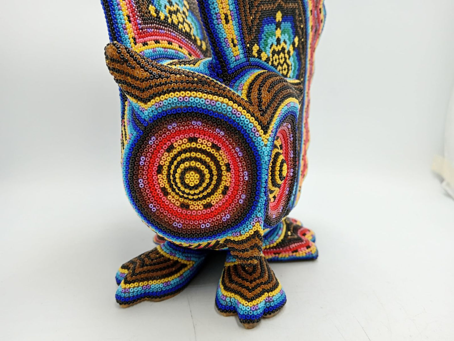 Huichol Hand Beaded Mexican Folk Art, Owl By Santos Bautista PP8490