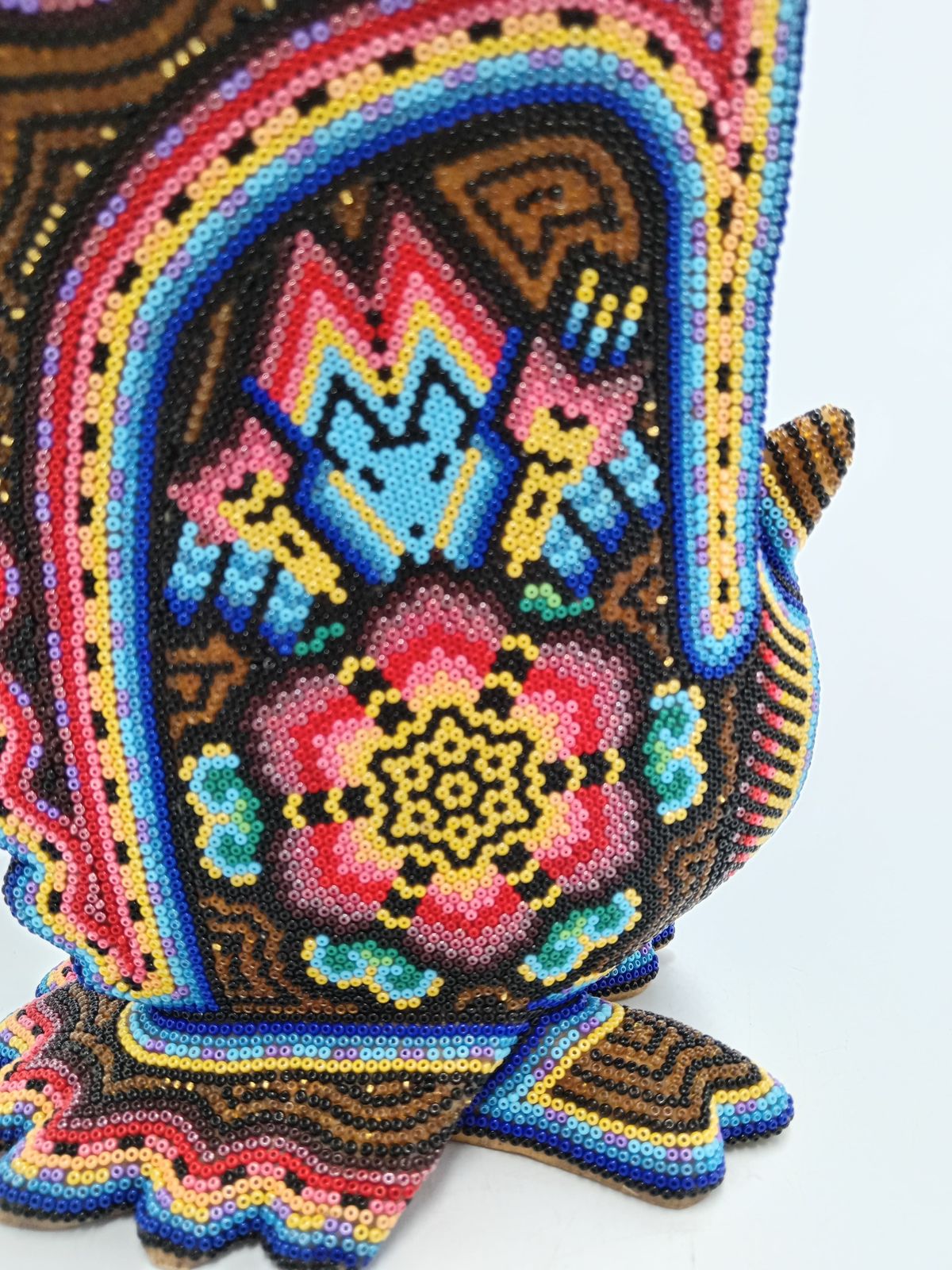 Huichol Hand Beaded Mexican Folk Art, Owl By Santos Bautista PP8490