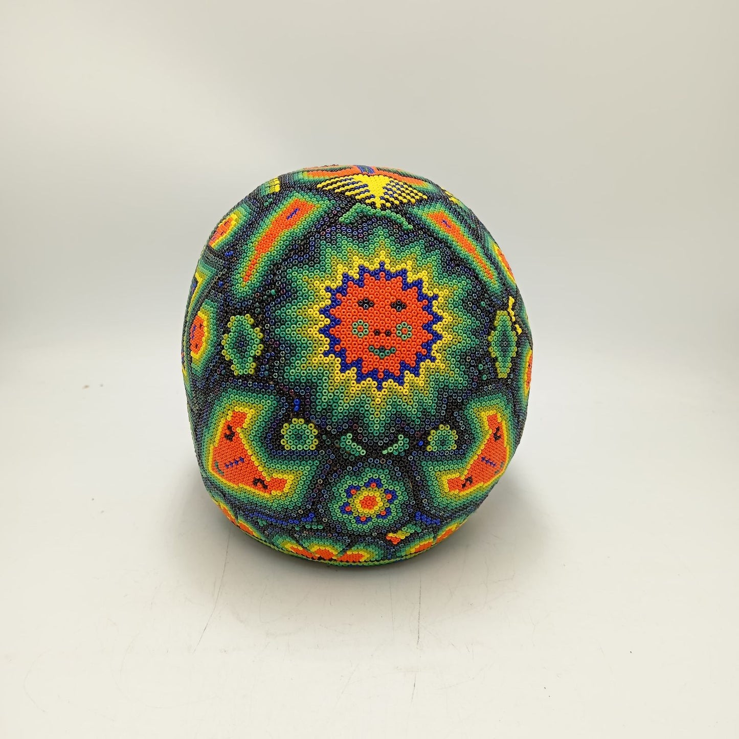 Huichol Hand Beaded Human Skull By Honorio Villa Lopez PP8492