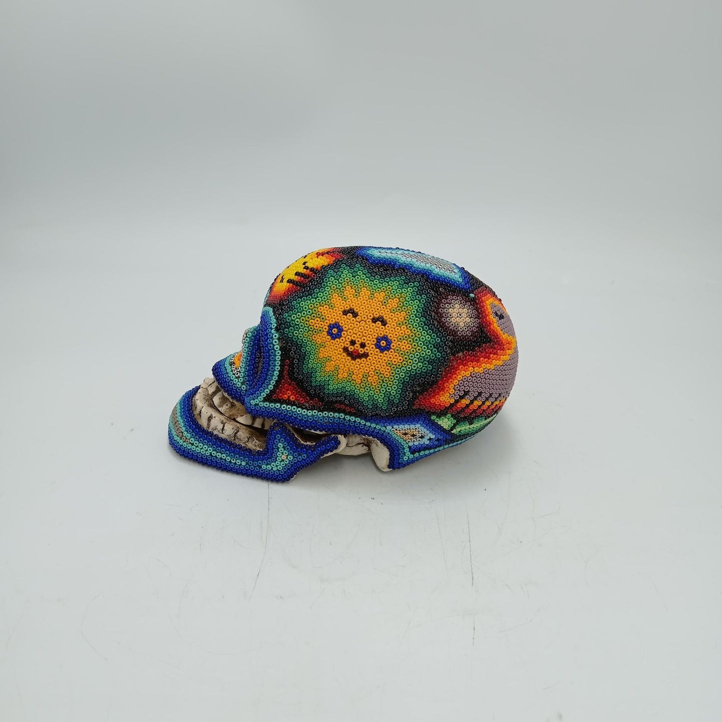 Huichol Hand Beaded Human Skull By Honorio Villa Lopez PP8493