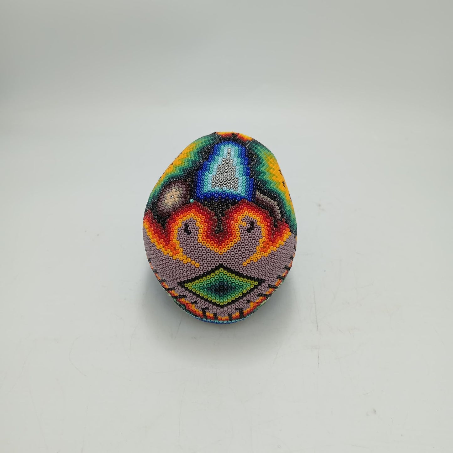 Huichol Hand Beaded Human Skull By Honorio Villa Lopez PP8493