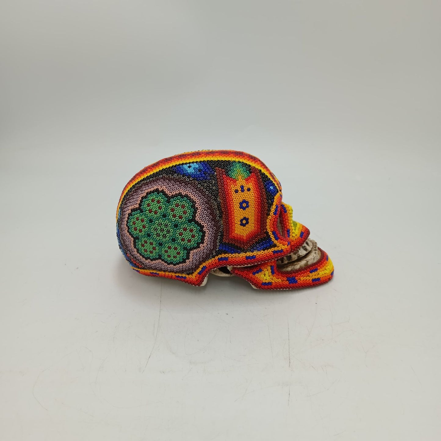 Huichol Hand Beaded Human Skull By Honorio Villa Lopez PP8494