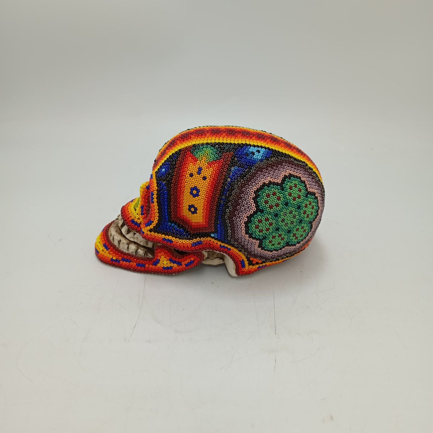 Huichol Hand Beaded Human Skull By Honorio Villa Lopez PP8494
