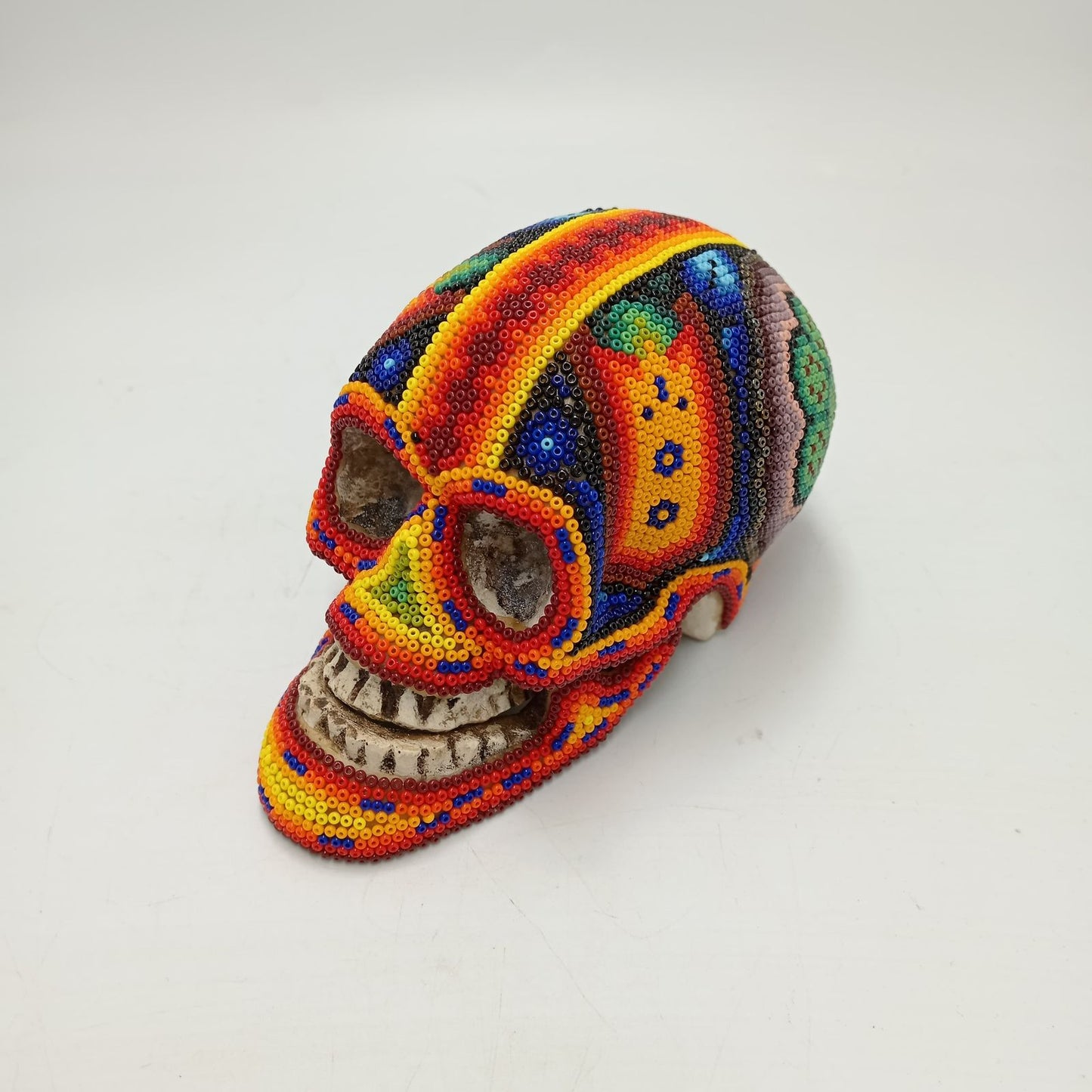 Huichol Hand Beaded Human Skull By Honorio Villa Lopez PP8494