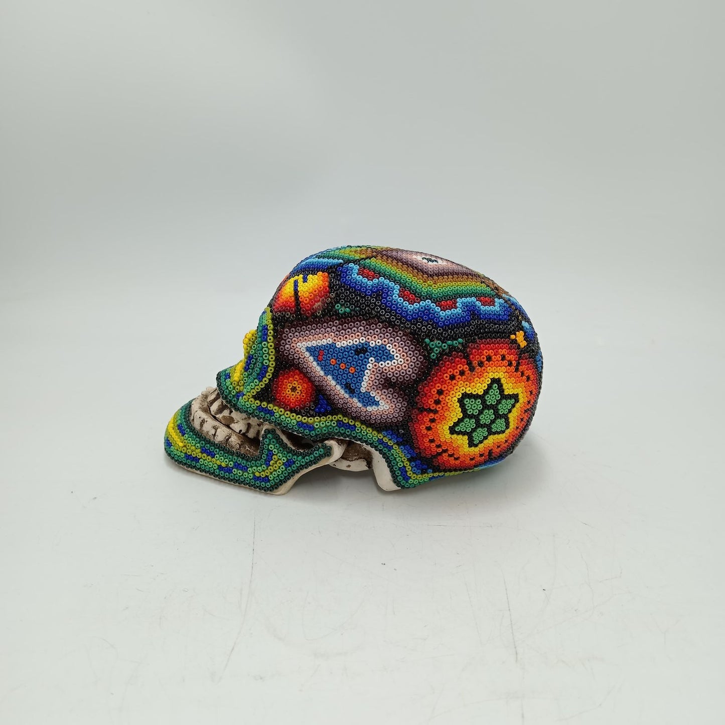 Huichol Hand Beaded Human Skull By Honorio Villa Lopez PP8496