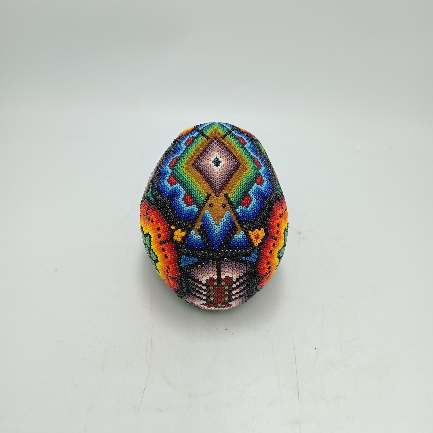 Huichol Hand Beaded Human Skull By Honorio Villa Lopez PP8496