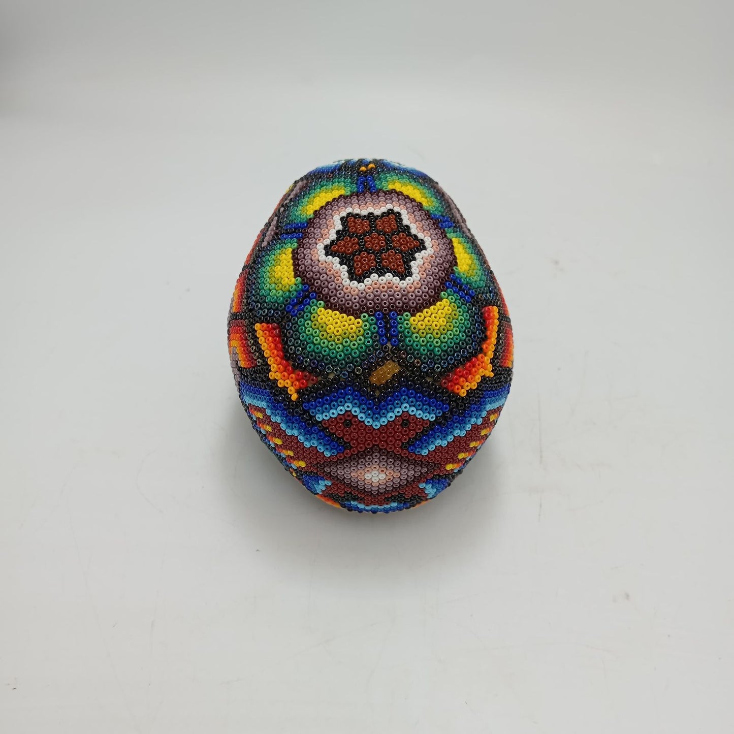 Huichol Hand Beaded Human Skull By Honorio Villa Lopez PP8497