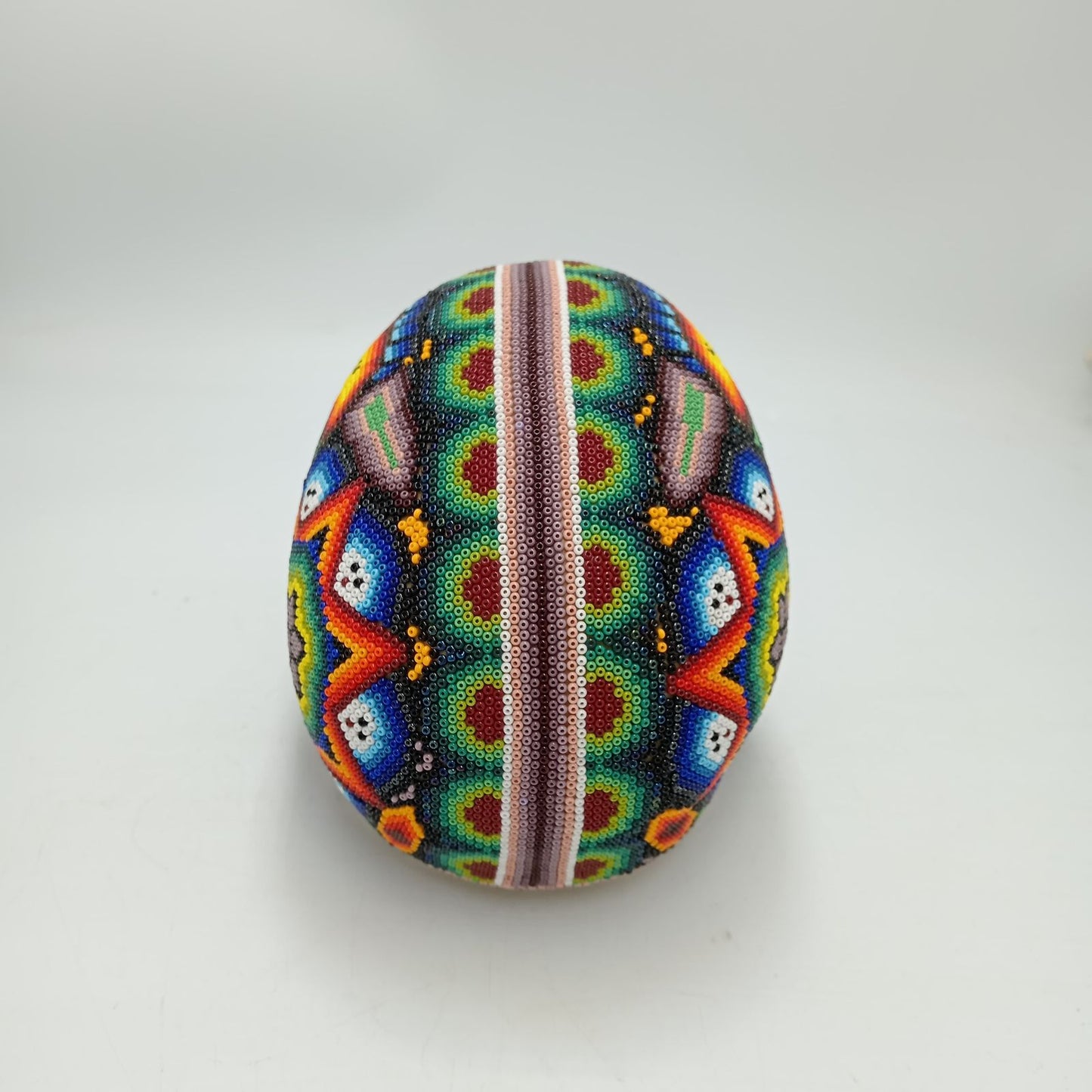 Huichol Hand Beaded Human Skull By Honorio Villa Lopez PP8498