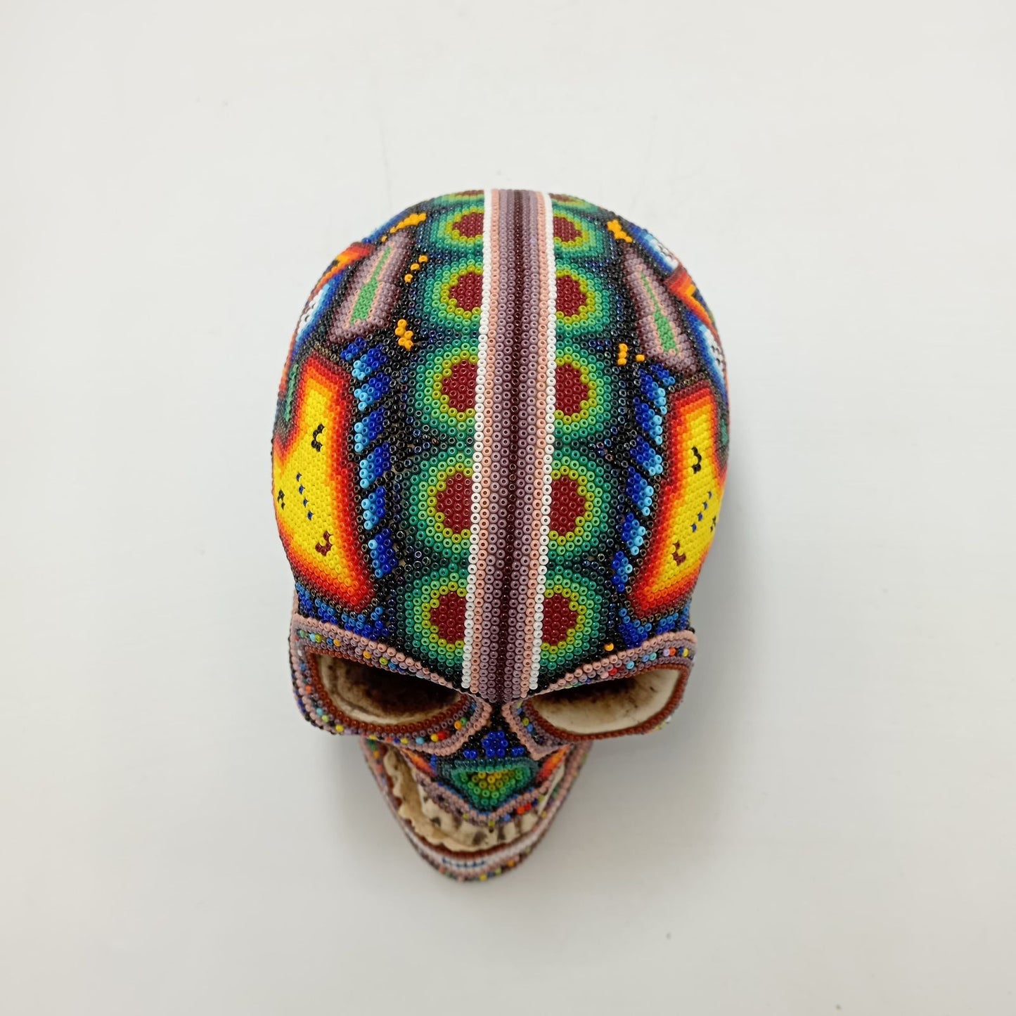 Huichol Hand Beaded Human Skull By Honorio Villa Lopez PP8498