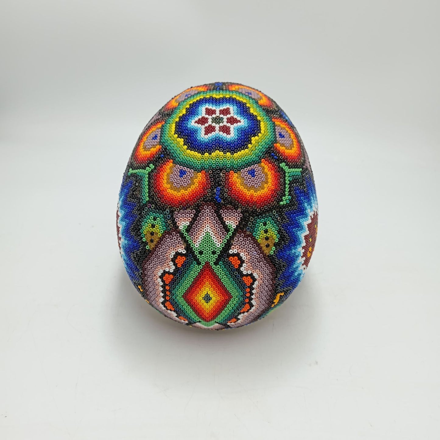 Huichol Hand Beaded Human Skull By Honorio Villa Lopez PP8499