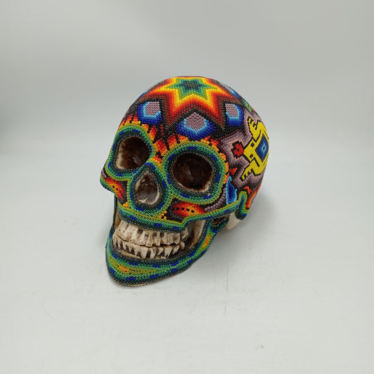 Huichol Hand Beaded Human Skull By Honorio Villa Lopez PP8500